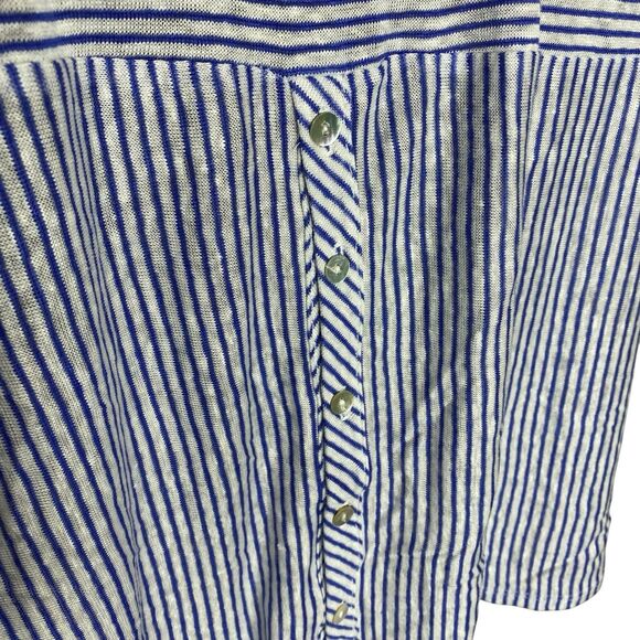 NWT Adrienne Vittadini Linen Top Womens 2X Roll Tab 3/4 Sleeve Striped Coastal - Picture 13 of 16